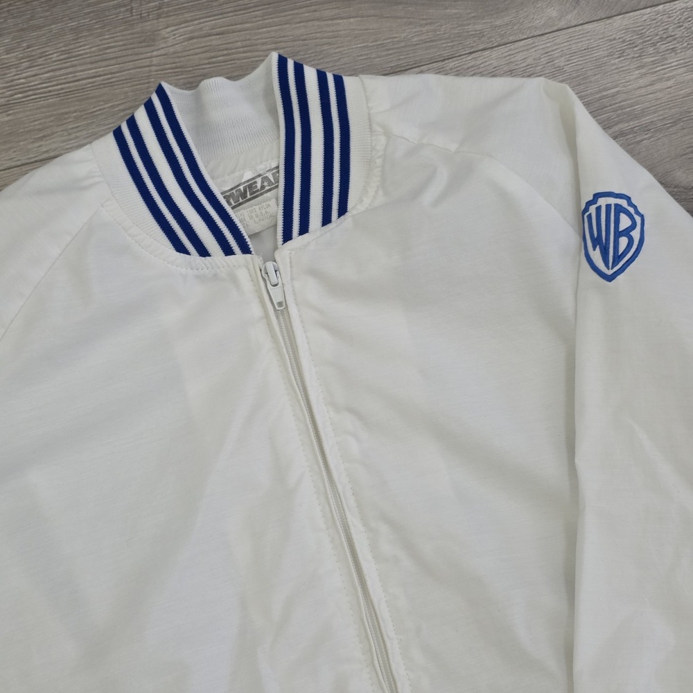 Starwears Warner Bros WB 80/90s‎ Bomber Jacket White Blue Stripes L USA  Adult